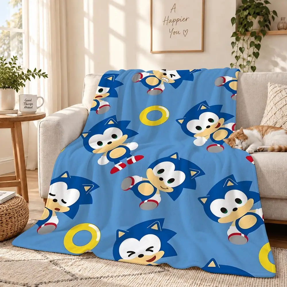 S-Sonics Shadow the Hedgehog Throw 240g Lightweight Flannel Blanket, Soft Skin Throw Blanket for Sofa Bedroom