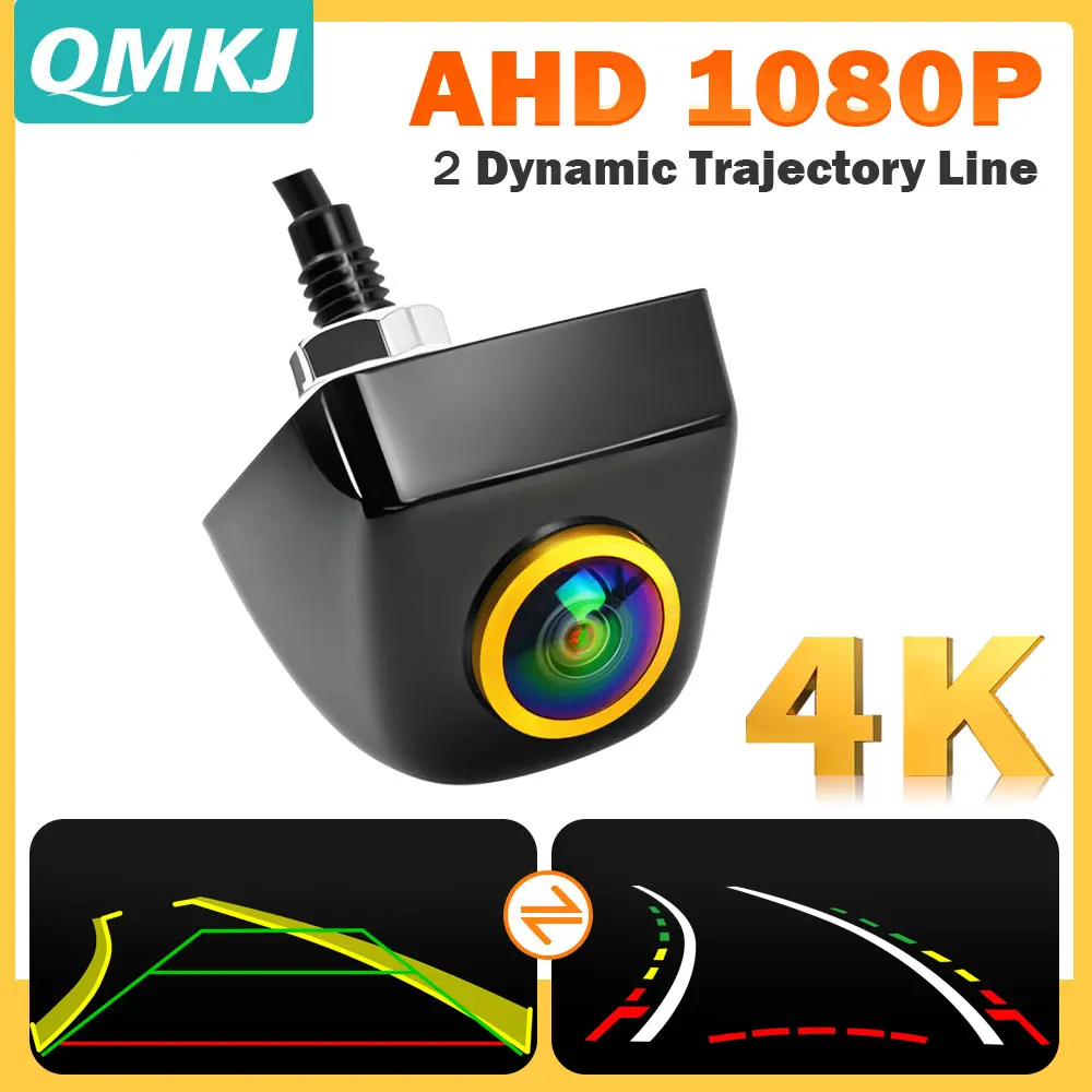 Câmera de ré automotiva 4K AHD 1080P CVBS com linhas de estacionamento dinâmicas para monitor Android