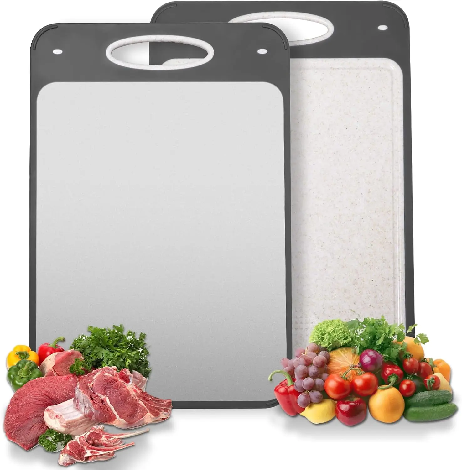 

Dual-Sided Titanium Cutting Board for Kitchen: Non-Toxic, Dishwasher Safe, Easy Clean Large Chopping Surface