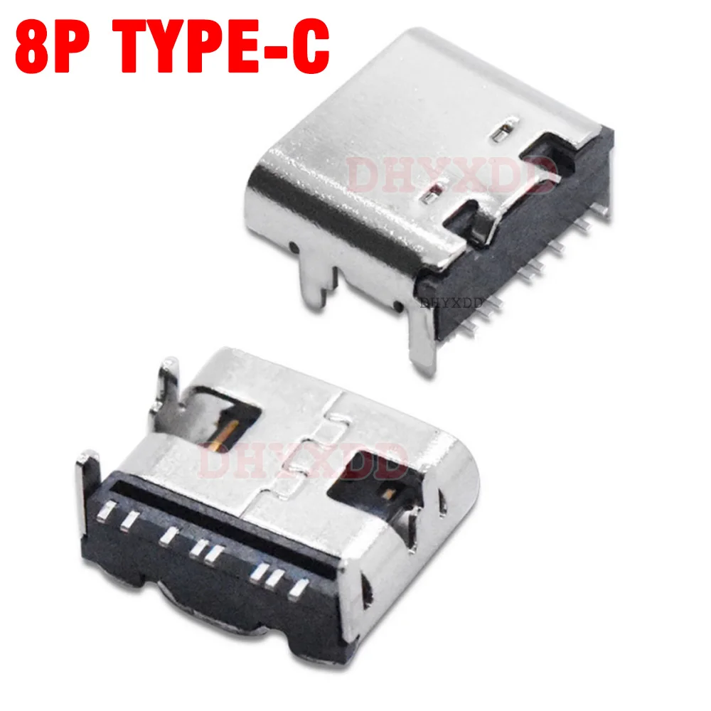 Conector USB 3,1 tipo C 8 P hembra, interfaz de alimentación, cabezal de carga, 8 pines, SMT, Conector de ángulo recto