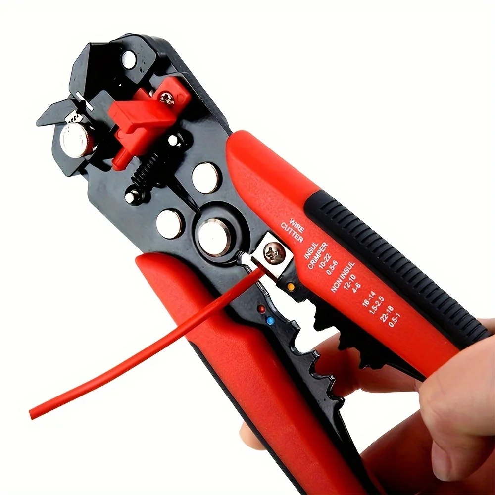 Professional Electrician's Automatic Wire Stripper - Multi-Function 24-10AWG Range Quick Peel & Cut Cable Crimping Tool