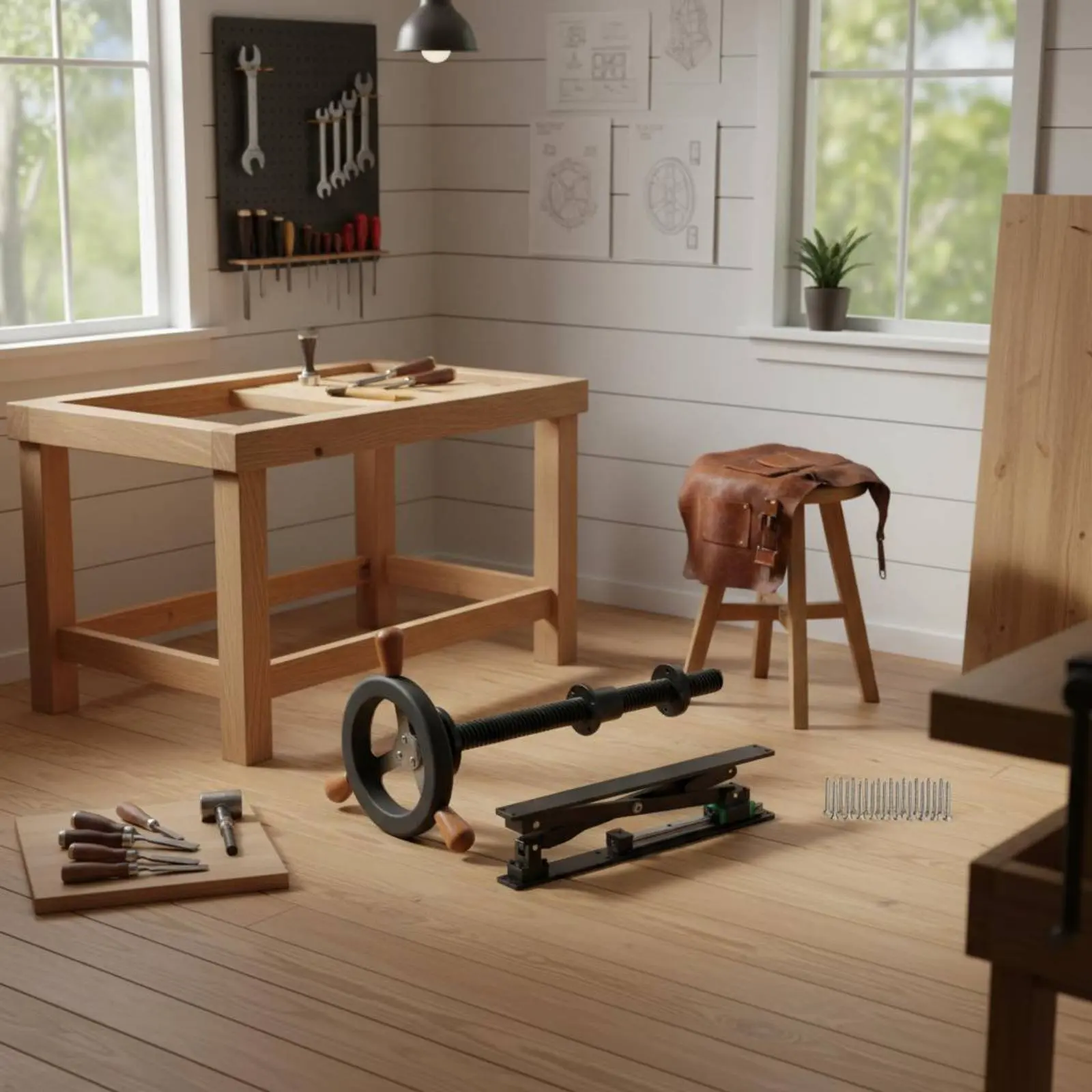 Workbench Leg Clamp DIY Wooden Leg Vise Heavy Duty Woodworking Vise Easy to Install Workshop Hardware Precision Engineered