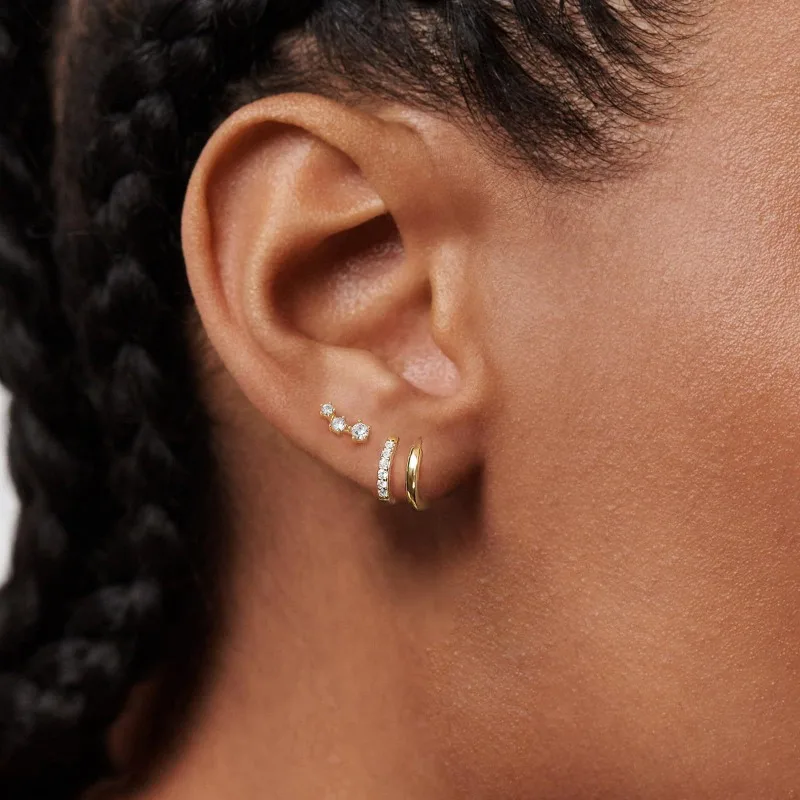 3pcs/Set  Zircon Fashion Earrings Gold-plated Dazzling Elegant High-grade  Daily Wear  Jewelry Gifts for Women Girls image 4