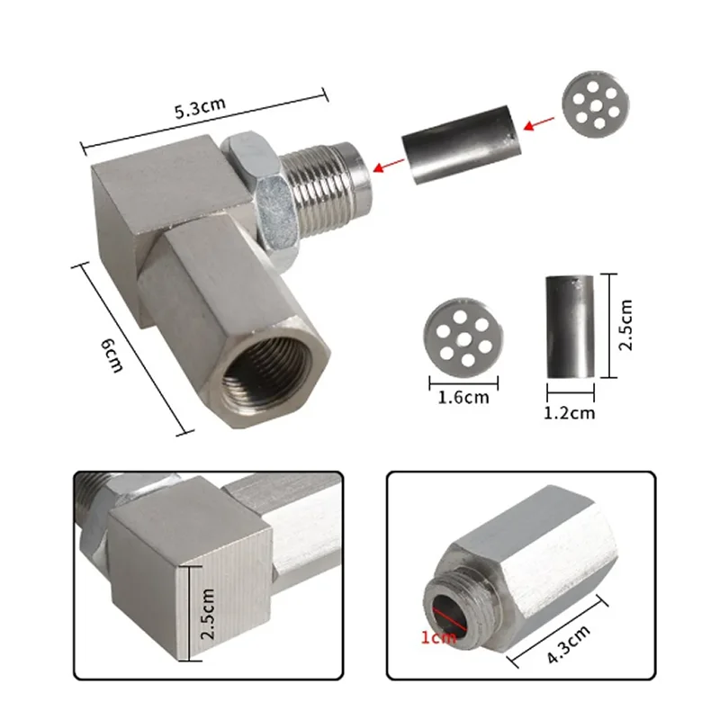 Universal 02 Bung Extension Catalytic Converter O2 Oxygen Sensor Spacer Oxygen Sensor Extender 0/90 Degree