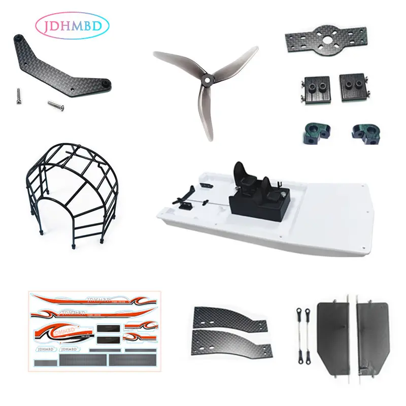 Kit de piezas de repuesto para barco de aire Swamp Dog RC, juego de batería y hélice de montaje de Motor de timón de casco de repuesto