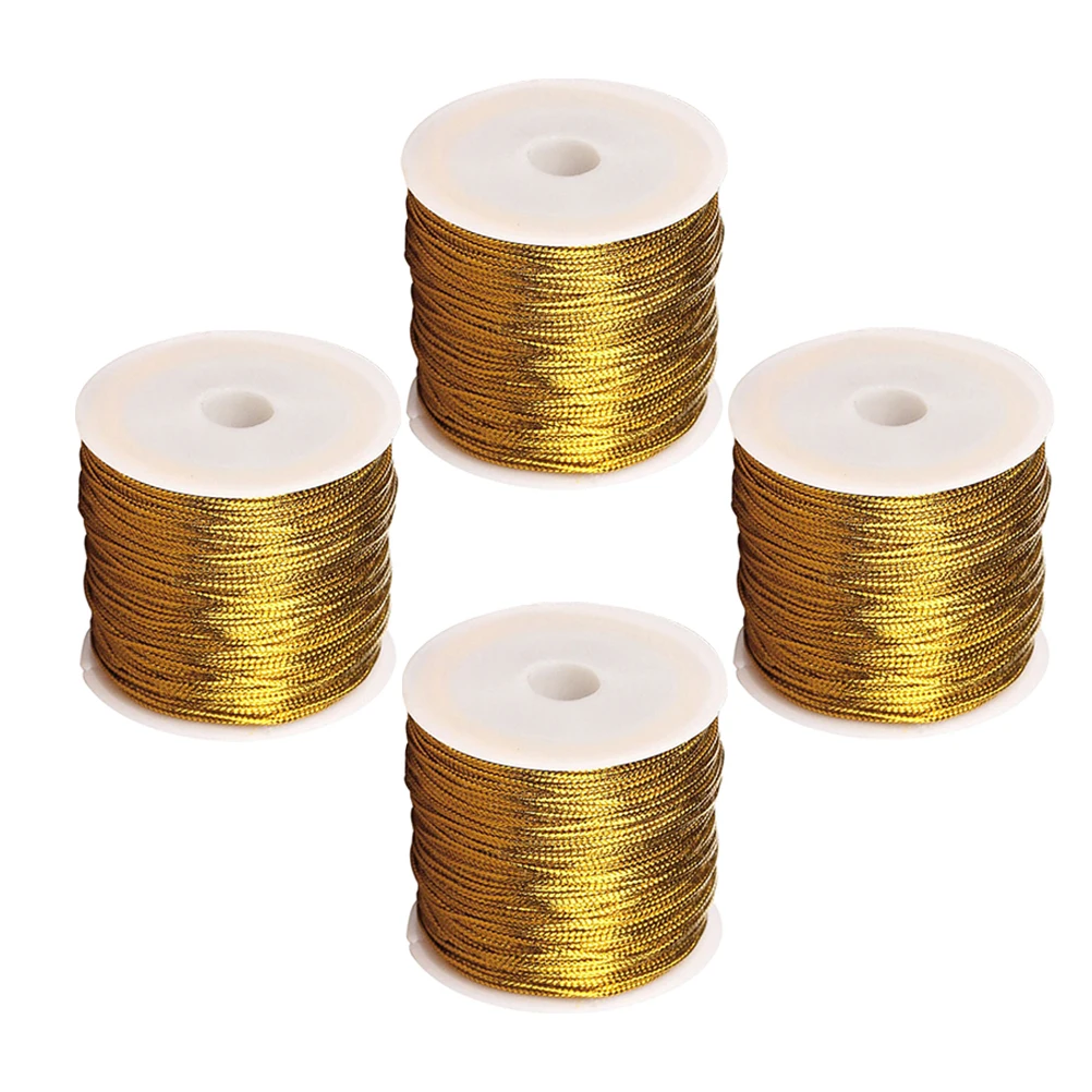 

4 Rolls Gold Thread Elastic Rope Christmas Decoration Elastics Plastic Fiber Cords Thin Twine