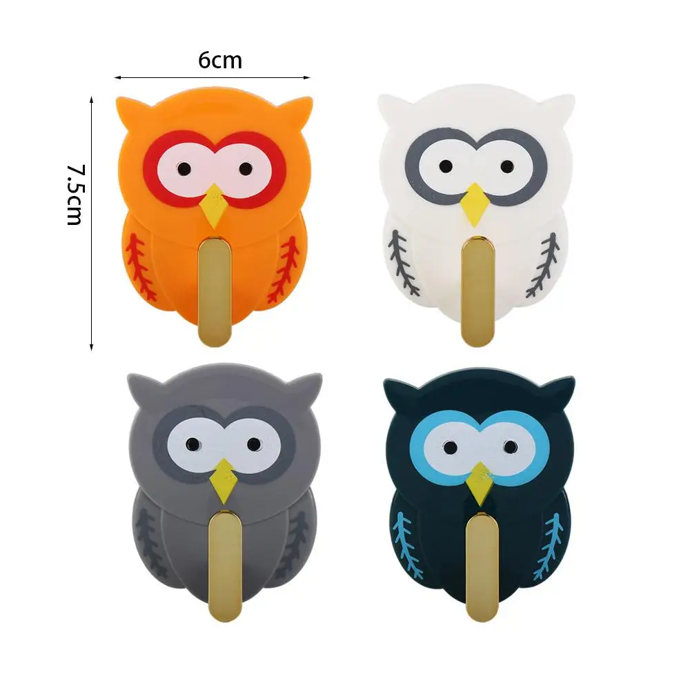 Portable Plastic Owl Hook Small Punch-free Key Bag Hanger Hanging Self Adhesive Wall Storage Sticky Hook Backpack