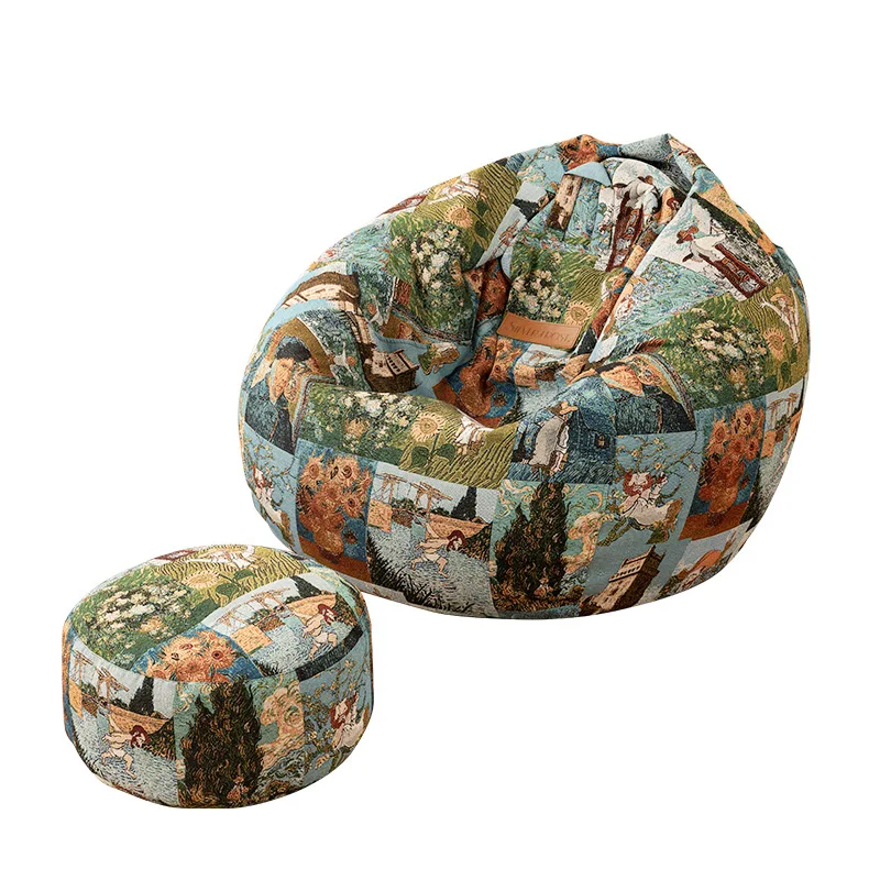 Recumbable Sleeping Single Sofa Bedroom Small Removable Cloth Cover Sofa Bean Bag Lazy