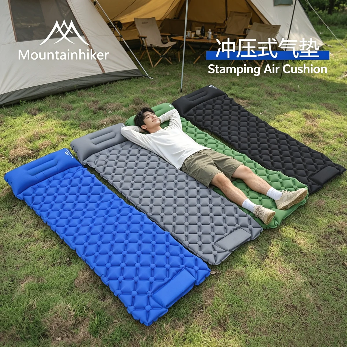 

MOUNTAINHIKER Ultralight Ram Air Cushion Thicken Sleeping Pad Inflatable Bed Beach Picnic Hiking Mat Camping Tent Air Mattress