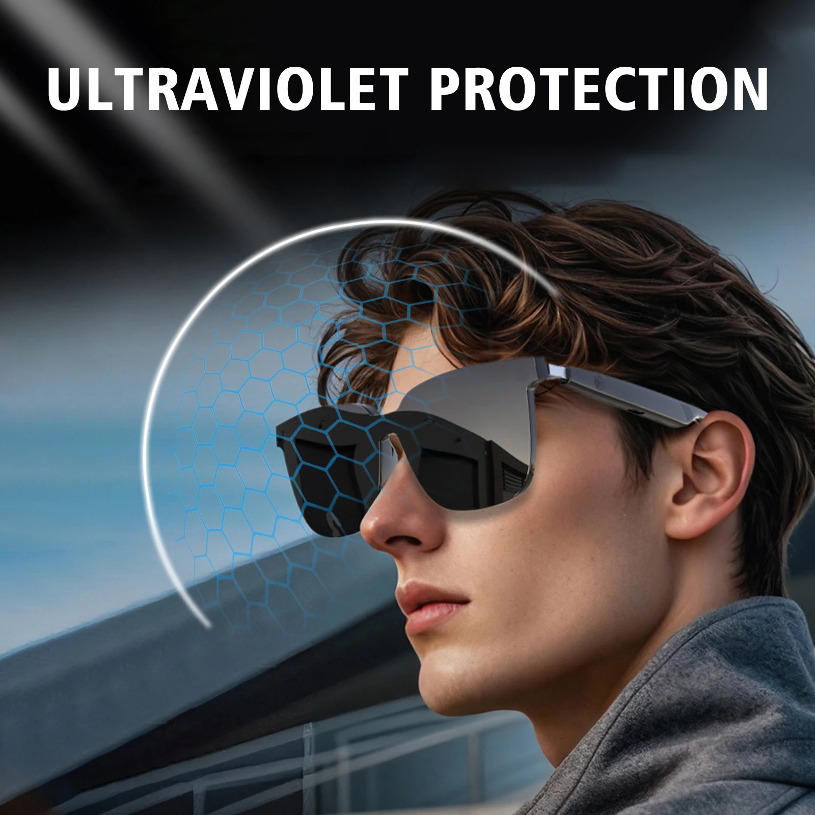 نظارات ذكية، مكالمات لاسلكية، مساعد صوت يعمل باللمس، عدسات مضادة للضوء الأزرق، تشغيل الموسيقى، جودة صوت HIFI