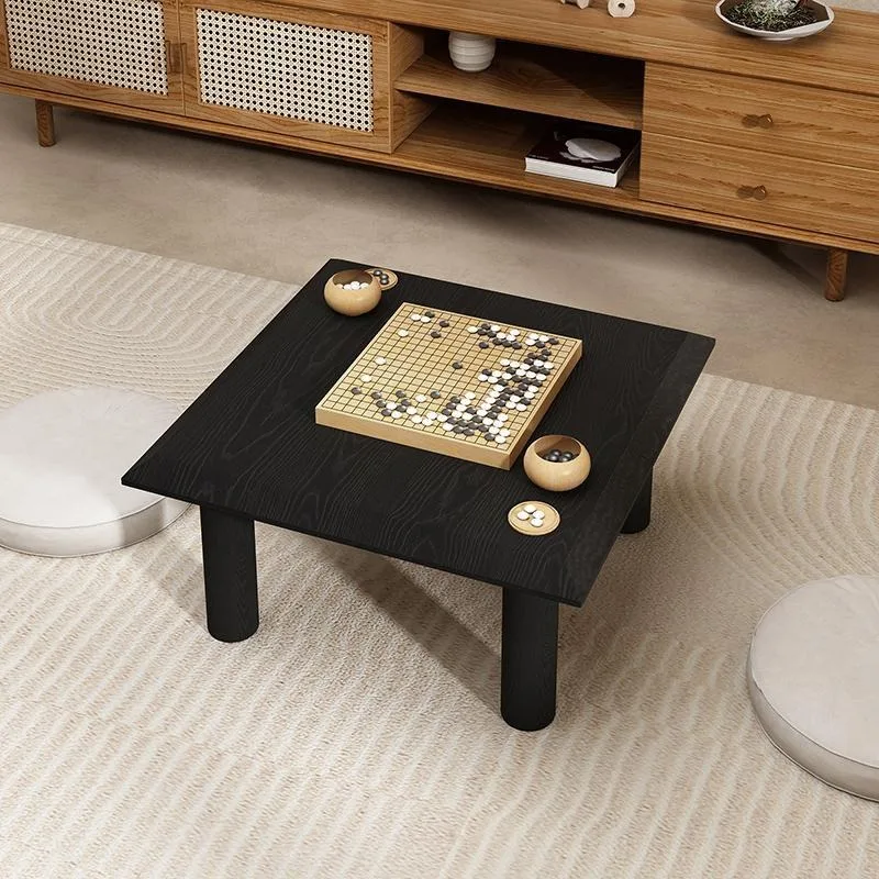 Solid wood bay window small table, Japanese tatami tea table small coffee table, kang table wabi sandy wind ash wood