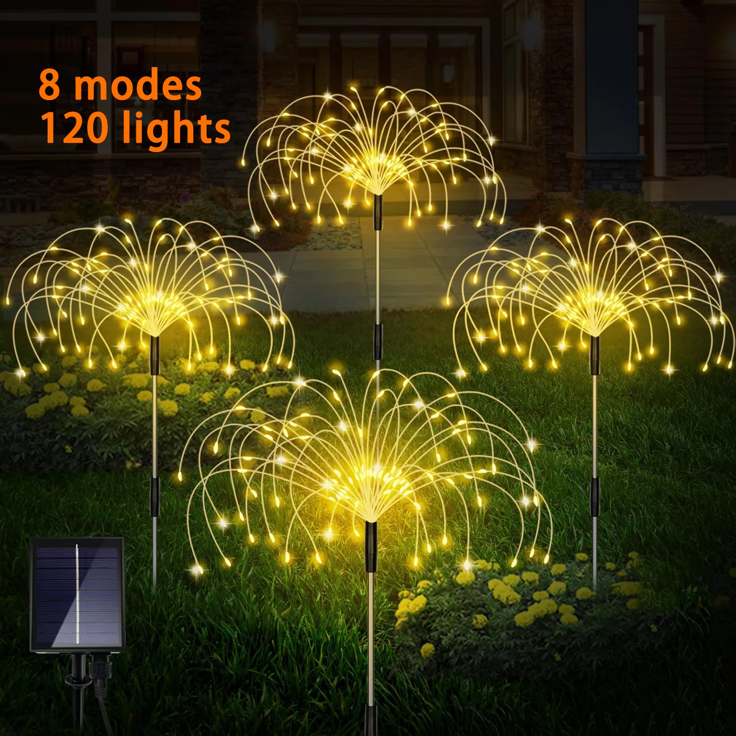 

Solar Garden Firework Lights DIY Shape Solar Lights Outdoor Waterproof Solar Powered Lamp 8 Modes For Outside Yard Pathway