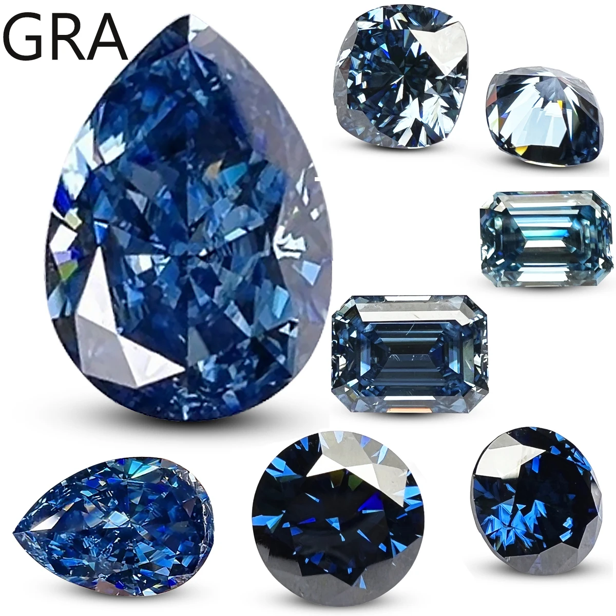 

Blue Loose Moissanite 100% Real Lab Gemstone Stones For Women Jewelry Diamond Ring Material GRA Round/Pear/Emerald/Cushion Cut