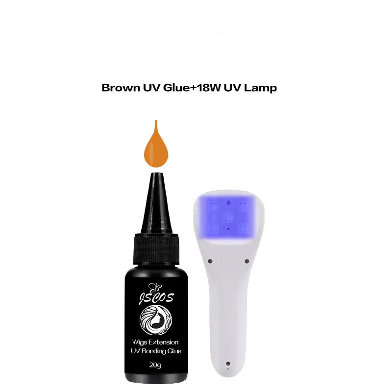 Brown UV Wig Extension glue With UV Lamp Tape hair extension UV Light Gel glue Hair Extension Wig Hair Piece UV Black Adhesive