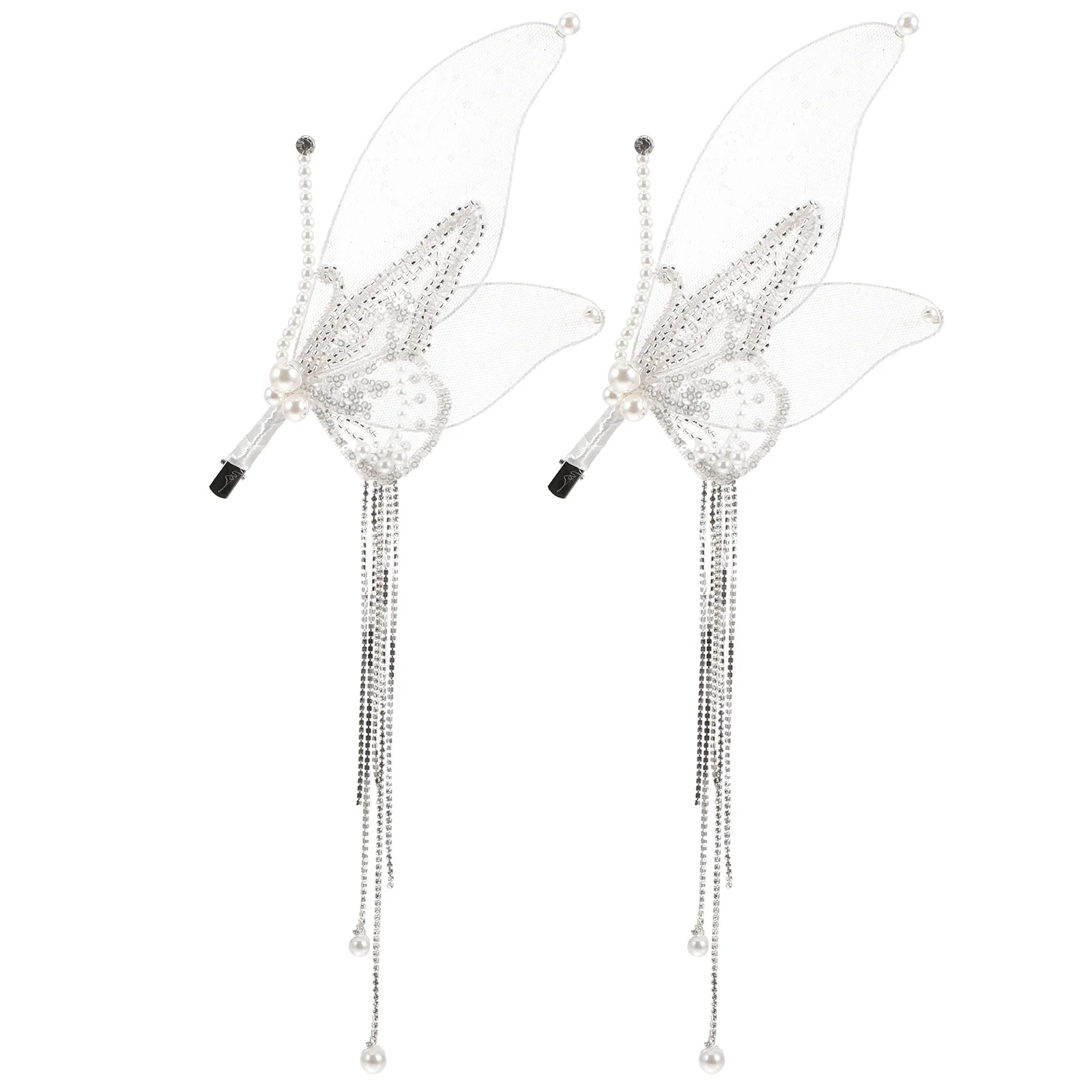 

1Pair Butterfly Tassel Hair Clips for Women Wedding Bride Decorative Hair Accessories Lightweight Charming Hairpins