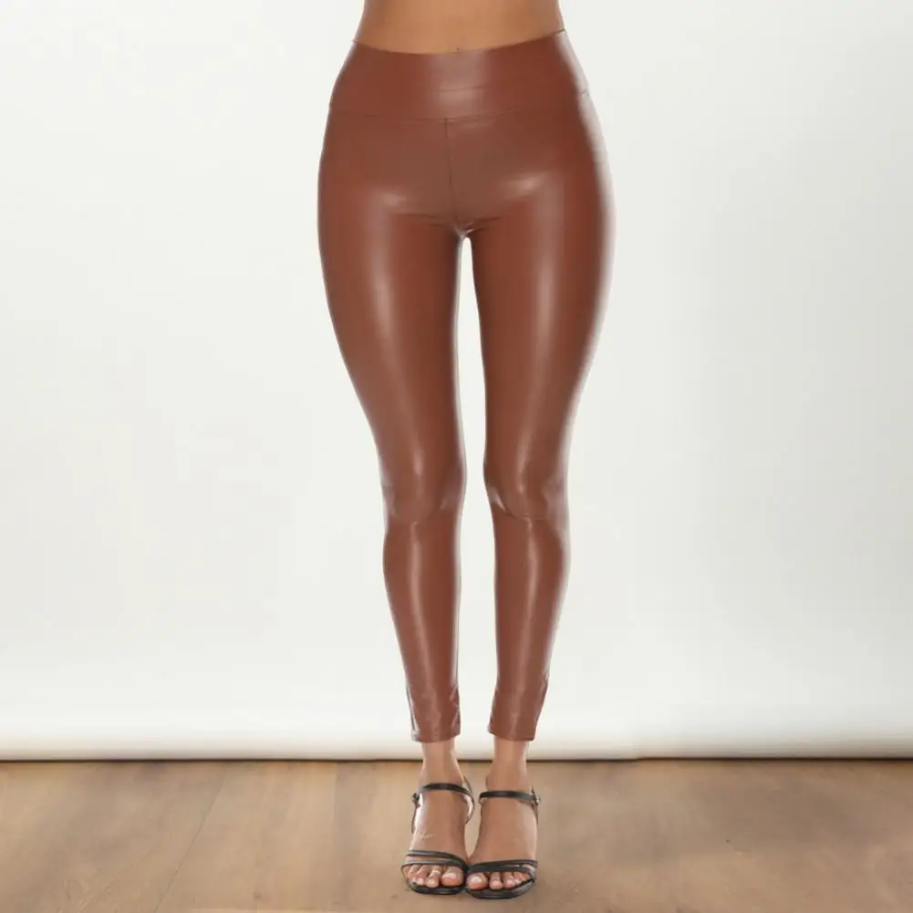 Tight-fitting Faux Leather Leggings Faux Leather Pants High Elasticity Tight Fit High Waist Long Trousers Hip Lifting Leggings