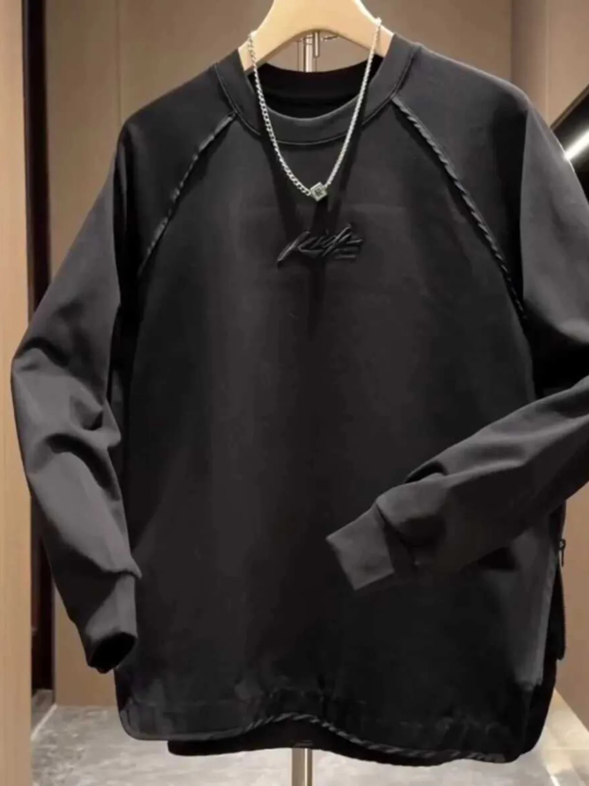 

Модная корейская мужская толстовка на молнии с объемной вышивкой, длинными рукавами и круглым вырезом, свободного кроя, для осени