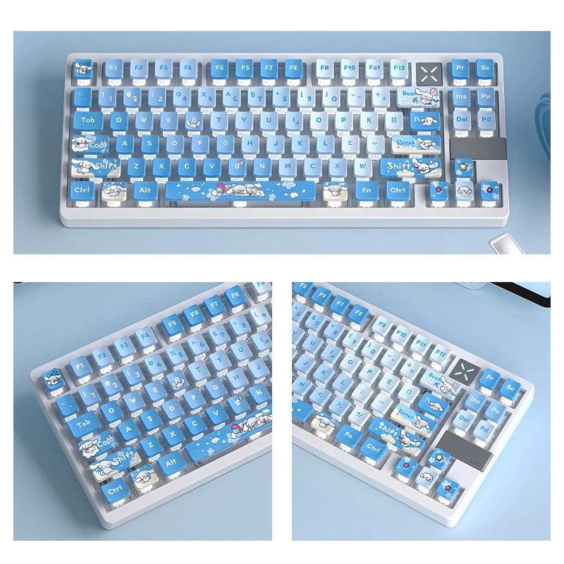 Kawaii Sanriou Cinnamoroll колпачок для клавиш аниме фигурка OEM высота материал PBT 122 клавиши износостойкость аксессуары для механической клавиатуры