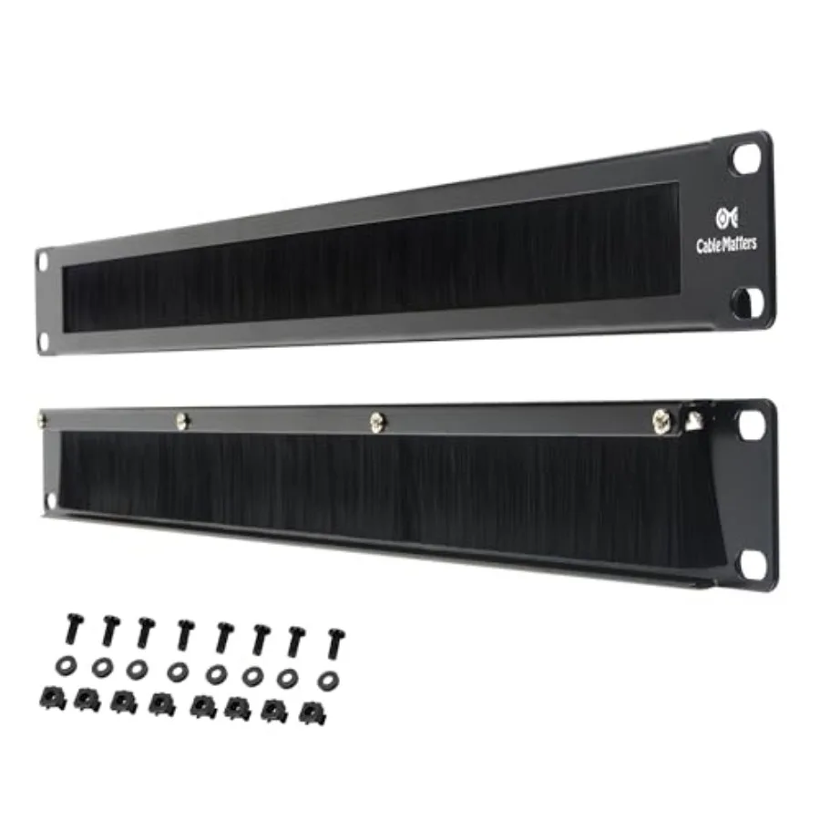 

2-Pack Rackmount or Wall Mount 1U 19" Brush Panel 19-inch Rack Mount Brush Panel 1U in Black