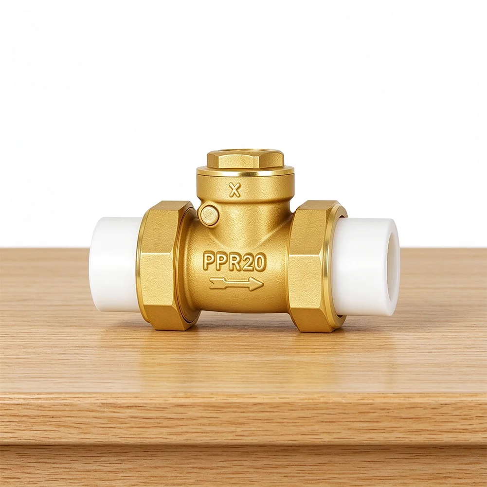 Brass PPR Check Valve 20/25mm Double-Union Horizontal One Way Backflow Prevention For Residential Commercial Water Heater Parts