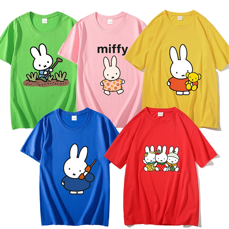 Miffy Rabbit T-Shirt New Cute Cartoon Girl Boy Tops Summer WOMEN MEN Clothing Adult Anime Figure Colore Tee Family Clothes Gift - view 2
