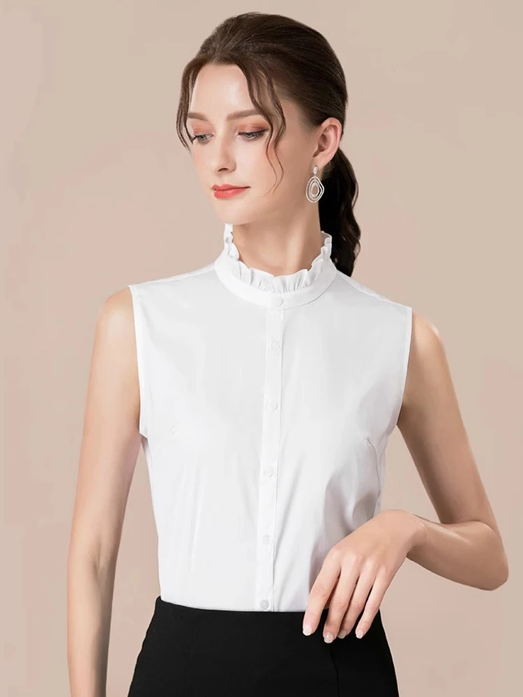 Ele Svel irt Commute Colletto rialzato in legno antietà Colore puro Primavera Sle Top dimagrante Faion da donna