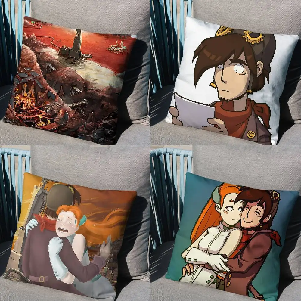 

game Deponia Pillow Case Anti-dustmite Pillowcase Invisible zipper silky short plush Sofa cushion cover