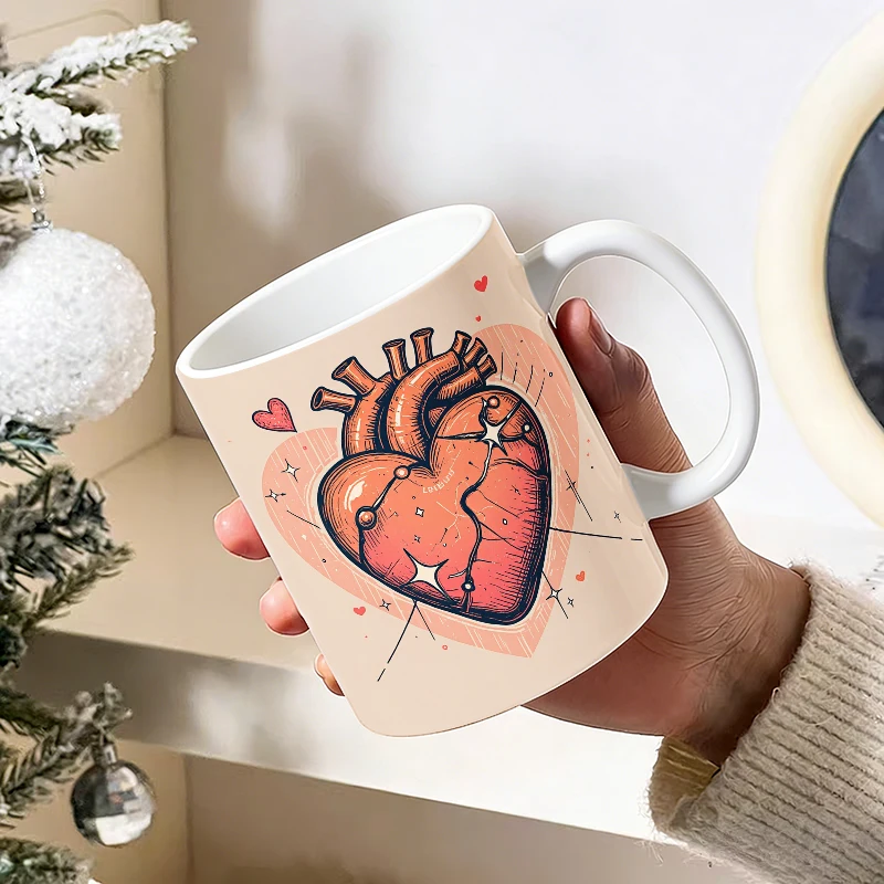 

Anatomical Heart Constellation Ceramic Mug with Handle, Creative Coffee Mug, Insulated Milk Cup, Office Tea Cup, Fade-Resistant