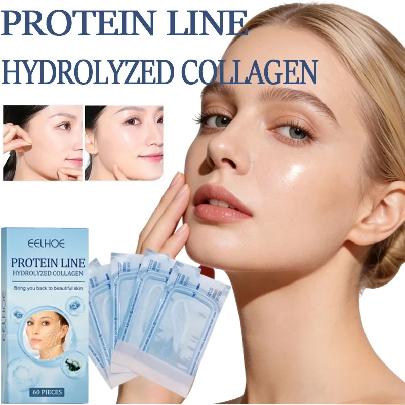 60Pcs Gold Protein Line Fade Wrinkle Firming Facial No Needle Absorbable Smoothing Hydrolyzed Collagen Thread Serum