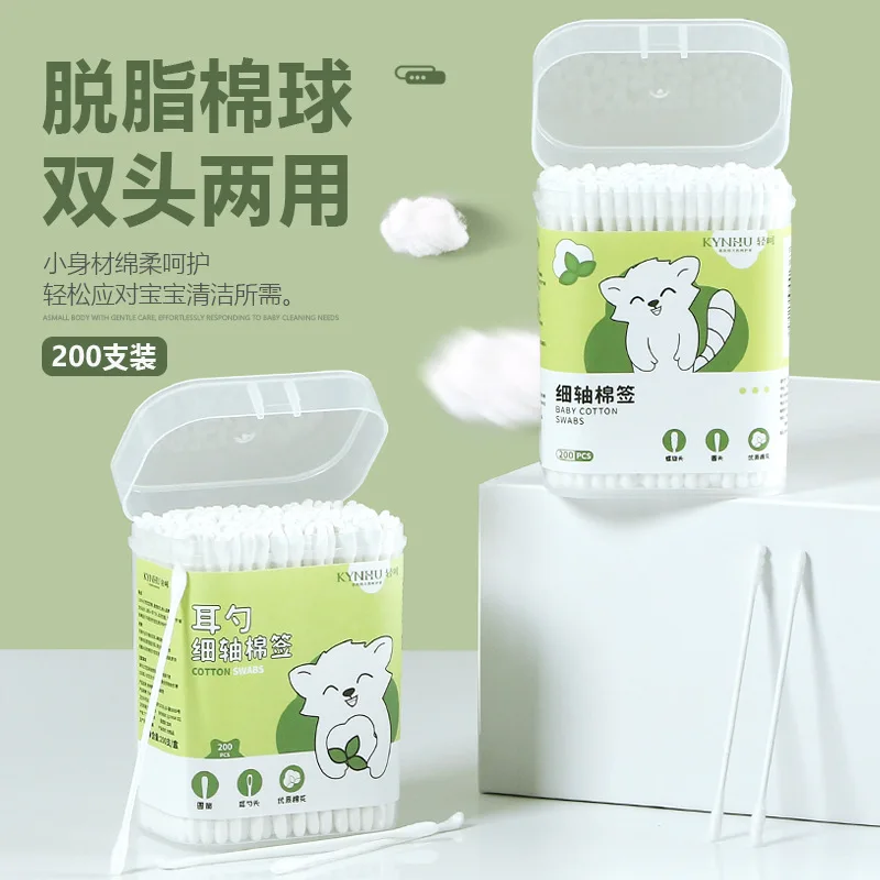 200pcs Double Head Ear Spoon Cotton Swabs Ear and Nose Cleaning Cotton Swabs Disposable Cotton Swabs