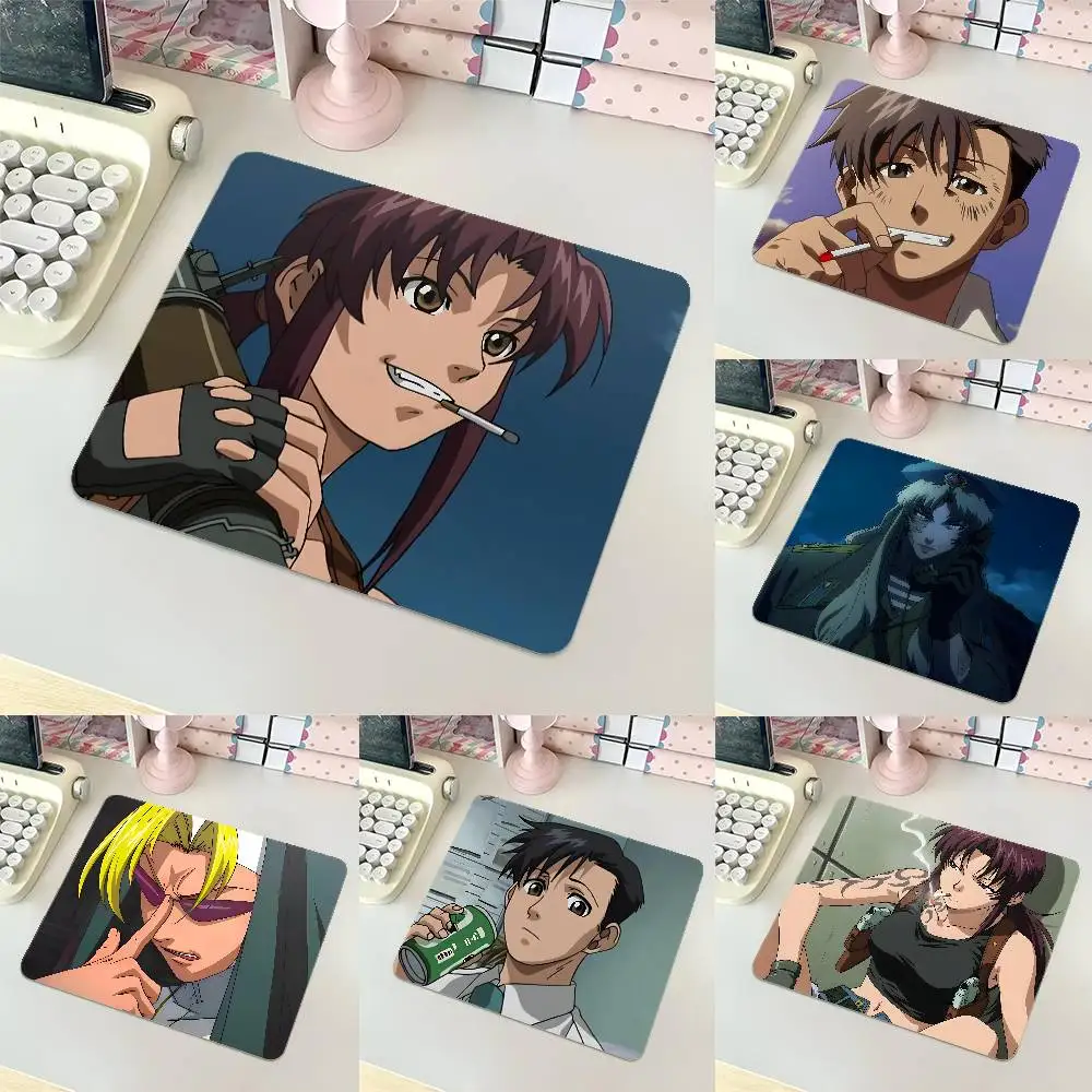 BLACK LAGOON Mousepad Small LockEdge Mouse Pad For Gamers Computer Desk Pad Rectangular Anti-slip Rubber