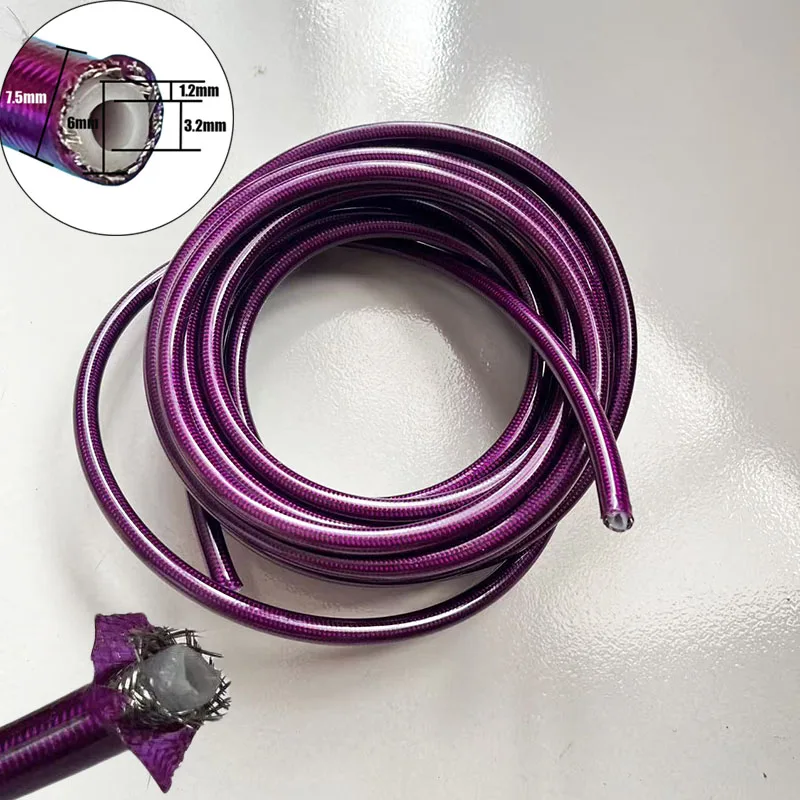 AN3 Motorcycle Braided Stainless Steel Nylon/PTFE Brake Line Hose FLUID HYDRAULIC Hose Racing Bike Brake Gas Oil Fuel Tube Pipe