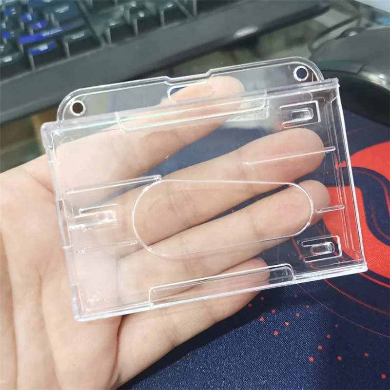 Working Permit Case Double Card Hold Badge Holder for Staff Exhibition ID Card Protector Cover Credit Pass Work Card Sleeve