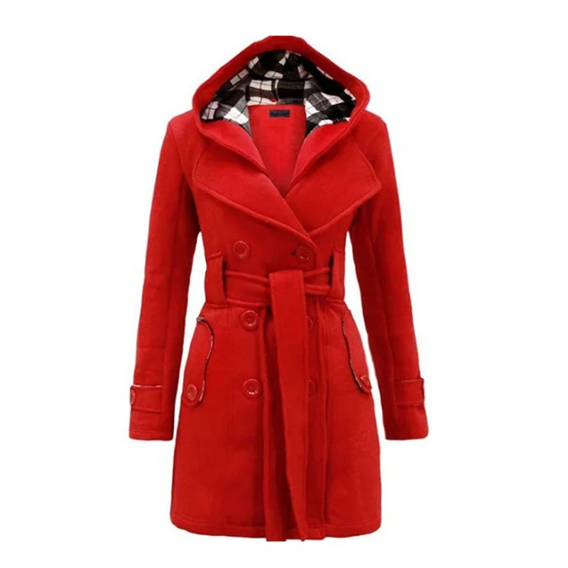 Vintage Woolen Coat Women Warm Fleece Jacket With Belts Double Breasted Solid Casual Jacket 2023 Winter Fashion Ladies Plus Size