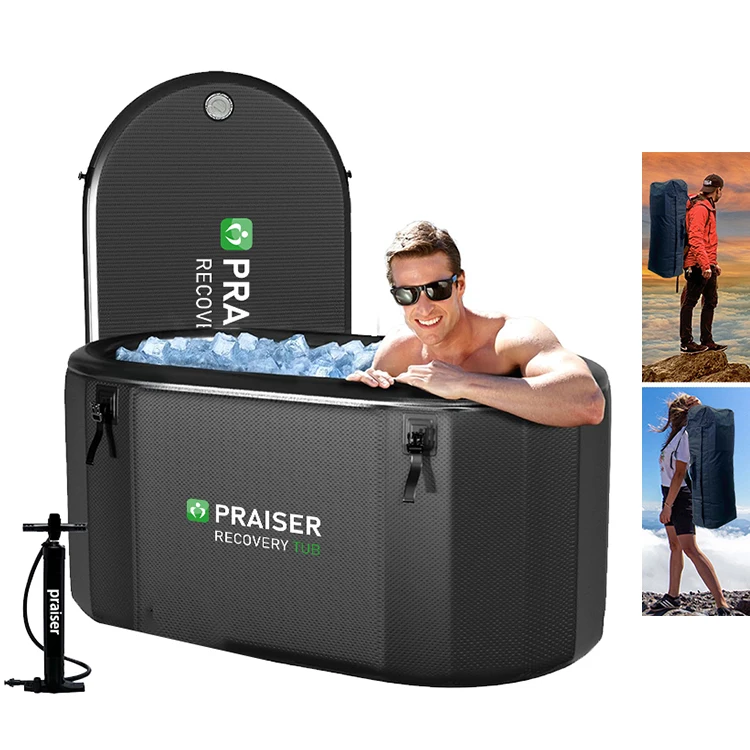 오벌 홈 피트니스 420리터 성인용 원형 배럴 PVC 스파 야외 욕조 냉수 치료 욕조 휴대용 아이스 배스 회복 포드