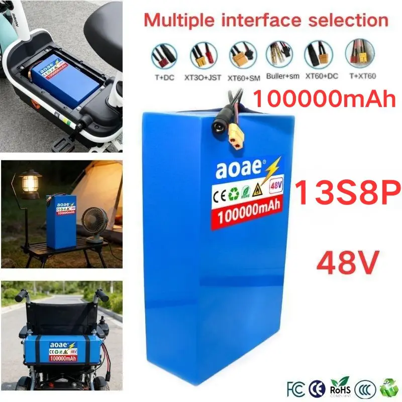 13S8P Electric Scooter Battery Pack 48V Strong Large Capacity Lithium Ion Battery For E-Scooter Electric Wheelchair With Bms 20A