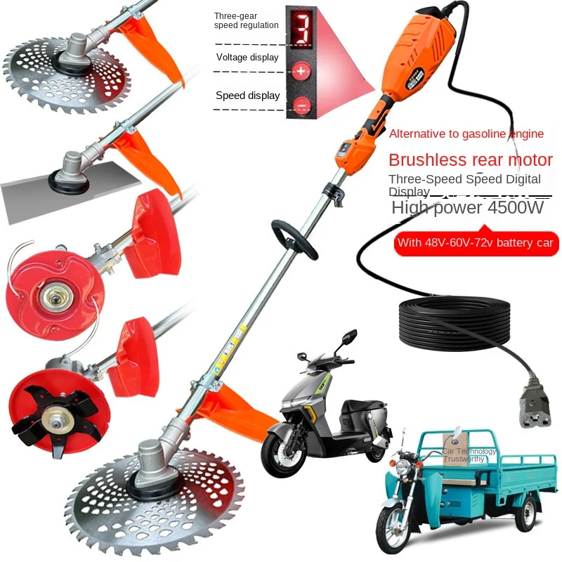 High-Power Folding Rear Brushless Motor Lawn Mower Agricultural Multi-Functional Backpack Brush Cutter High-Power Garden Weeding