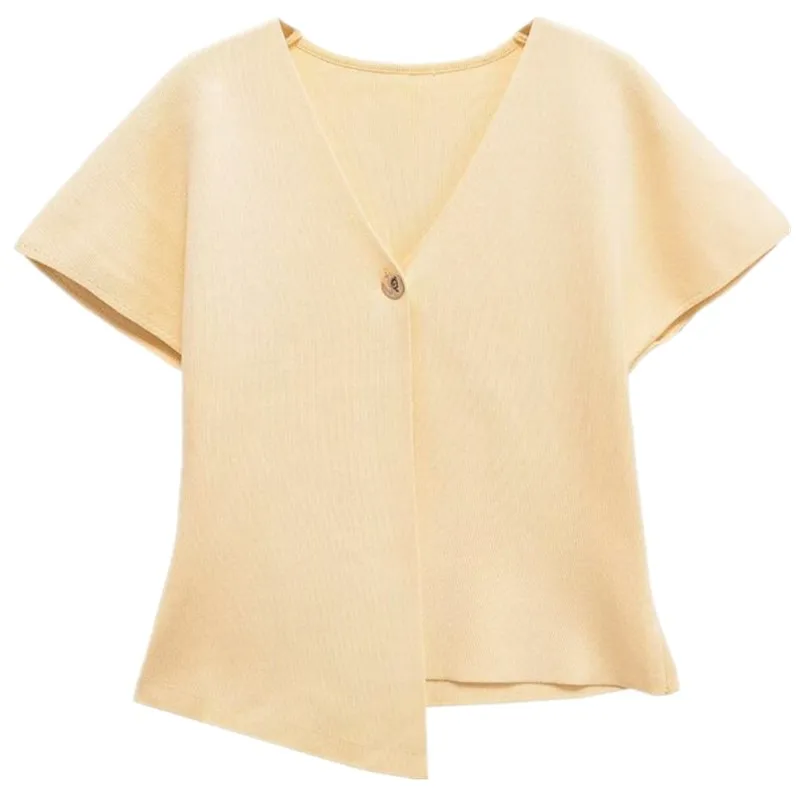 

2025 Autumn New Sle Women's Knitted One-Button Cardigan Commute Versatile ular Design Loose Fit ort Sve V-Ne