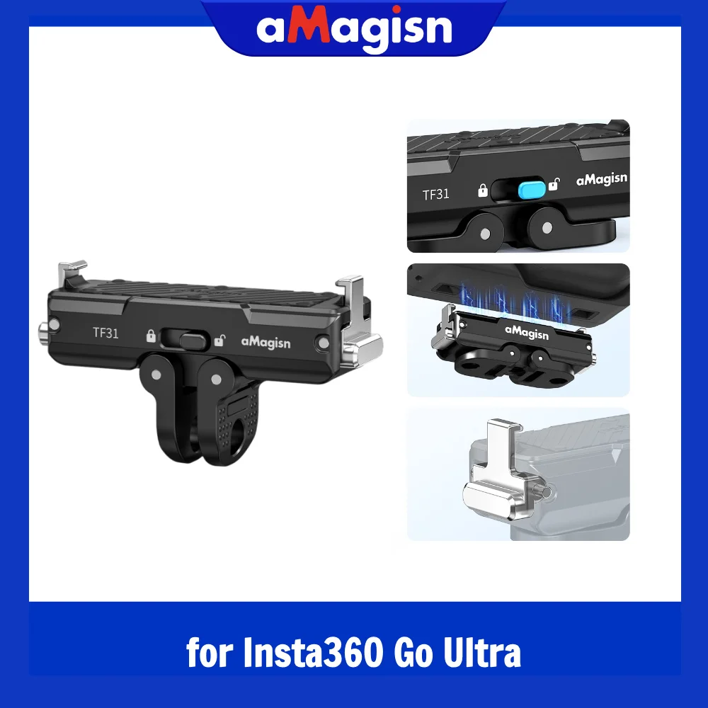aMagisn Quick Release Mount (Safety Lock Version) Metal Magnetic Base with 1/4