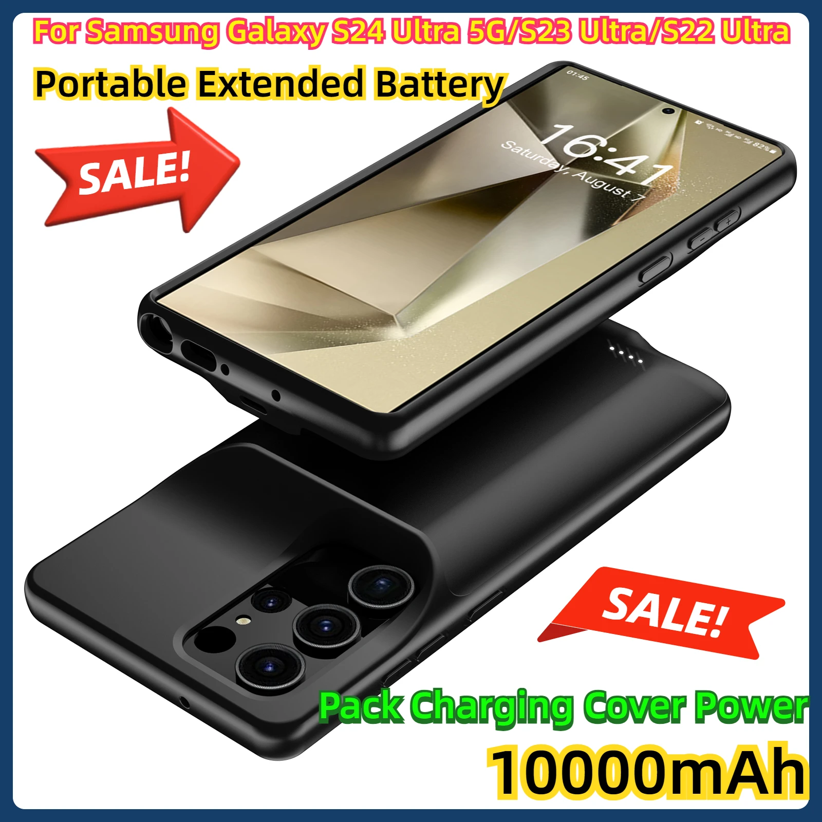 

For Samsung Galaxy S24 Ultra 5G/S23 Ultra/S22 Ultra Portable Extended Battery Pack Charging Cover Power 10000mAh Battery Case