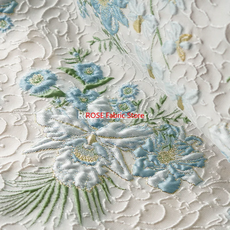 1 metro filo d'oro trama floreale tessuto jacquard cheongsam gonna soffice borsa per bagagli tessuto da cucito fai da te