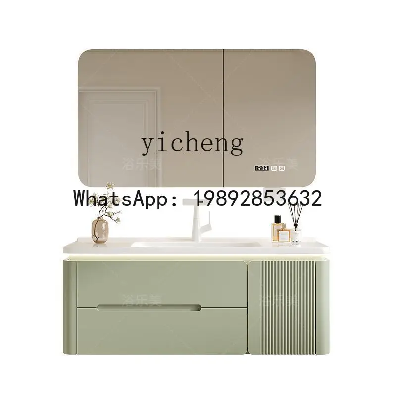 X1  Ceramic Basin Bathroom Cream Style Hand Washing Basin Small Apartment Bathroom Cabinet Set