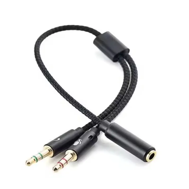 Fone de ouvido y divisor 3.5mm 1 fêmea para 2 macho 3.5mm microfone áudio fone de ouvido y divisor cabo fone de ouvido para pc adaptador cabo aux