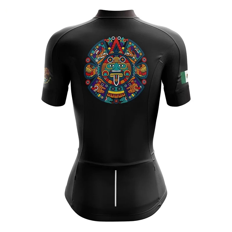 NEW Woman Mexico National Flag Team Cycling Jersey Green Black Bike Clothing Bicycle Wear Short Sleeve Customizable