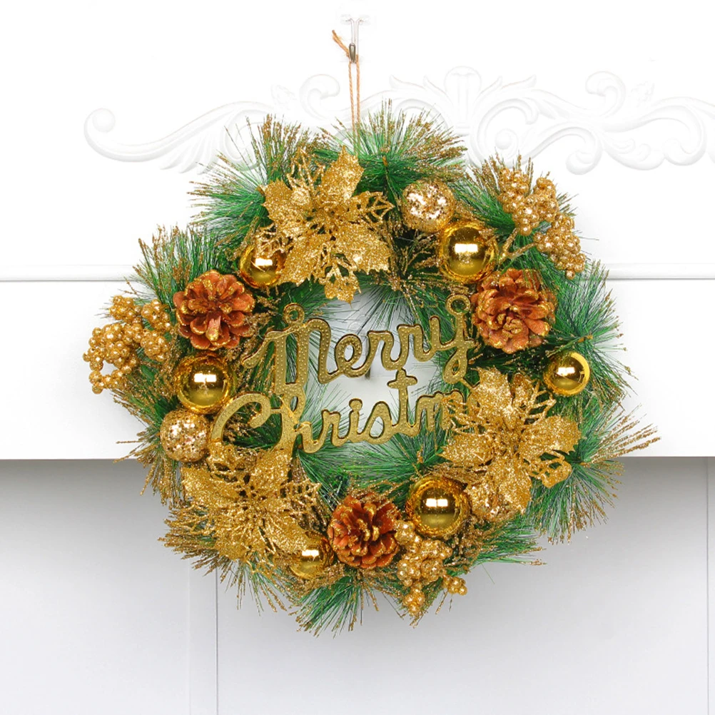 

Merry Christmas Plastic Wreath Front Door Decoration Festive Hanging Garland Party Supplies Home Decorative Ornaments Xmas