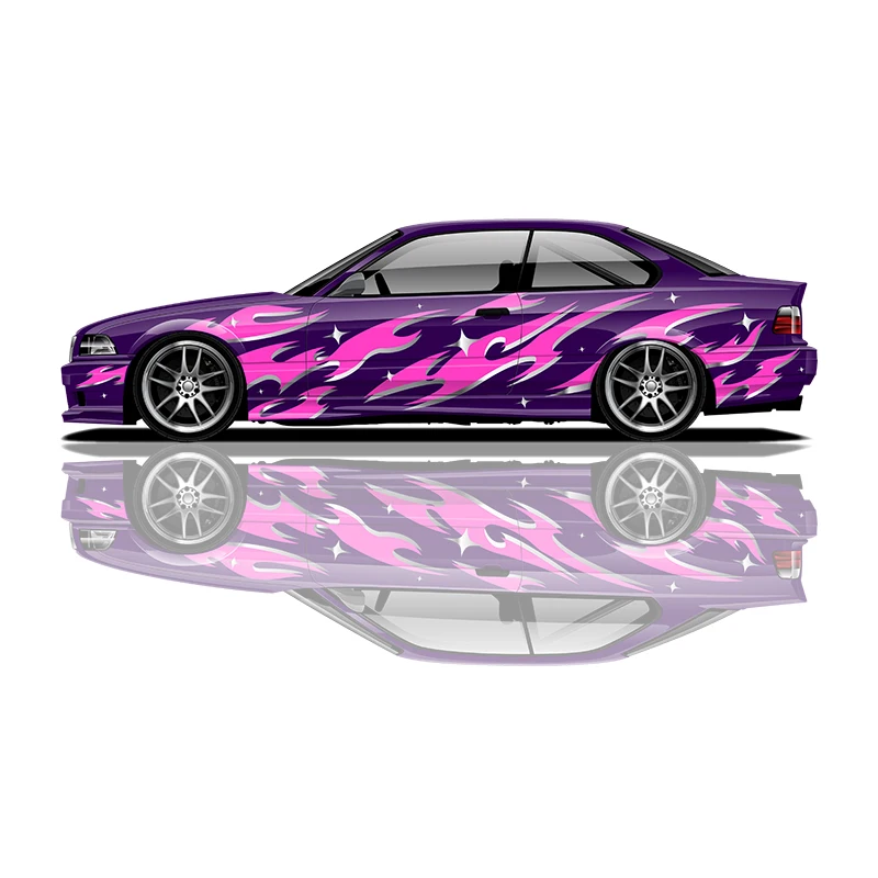 flame Car stickers modified racing car SUV accessories packaging decals PVC custom side graphic stickers decals