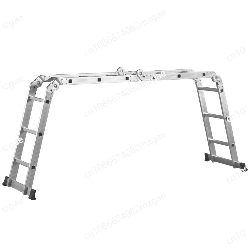 سلم مشترك متعدد الوظائف مصنوع من سبائك الألومنيوم سلم متعرج قابل للطي 4 × 3 هندسة منزلية