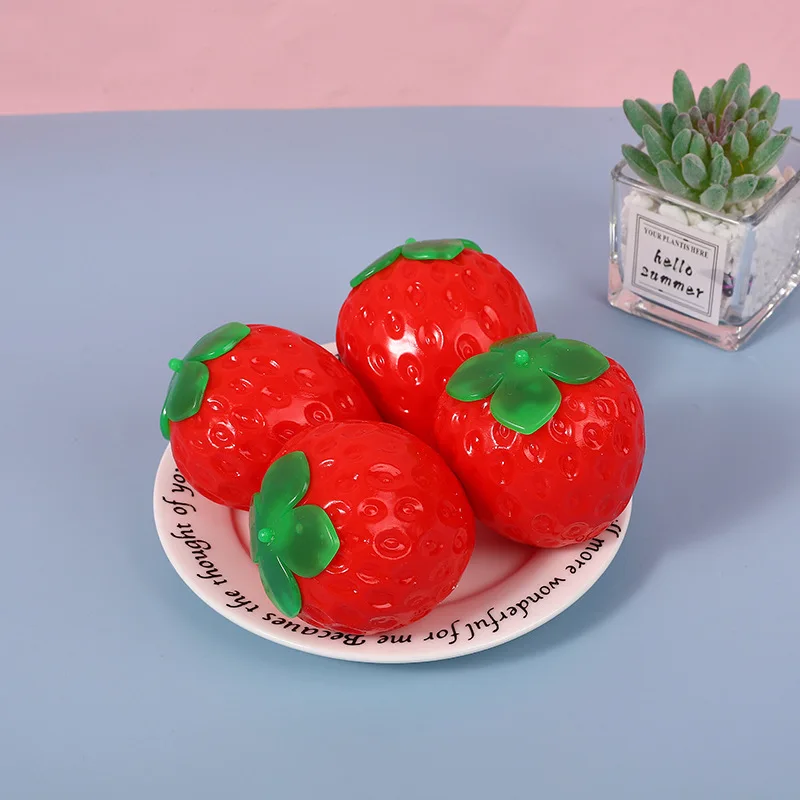 2024 New Artificial Strawberry Pinch Squeeze Fingertip Toy Stress Ball Relieve Stress Restlessness Kids Toy Strawberry Girl Gift