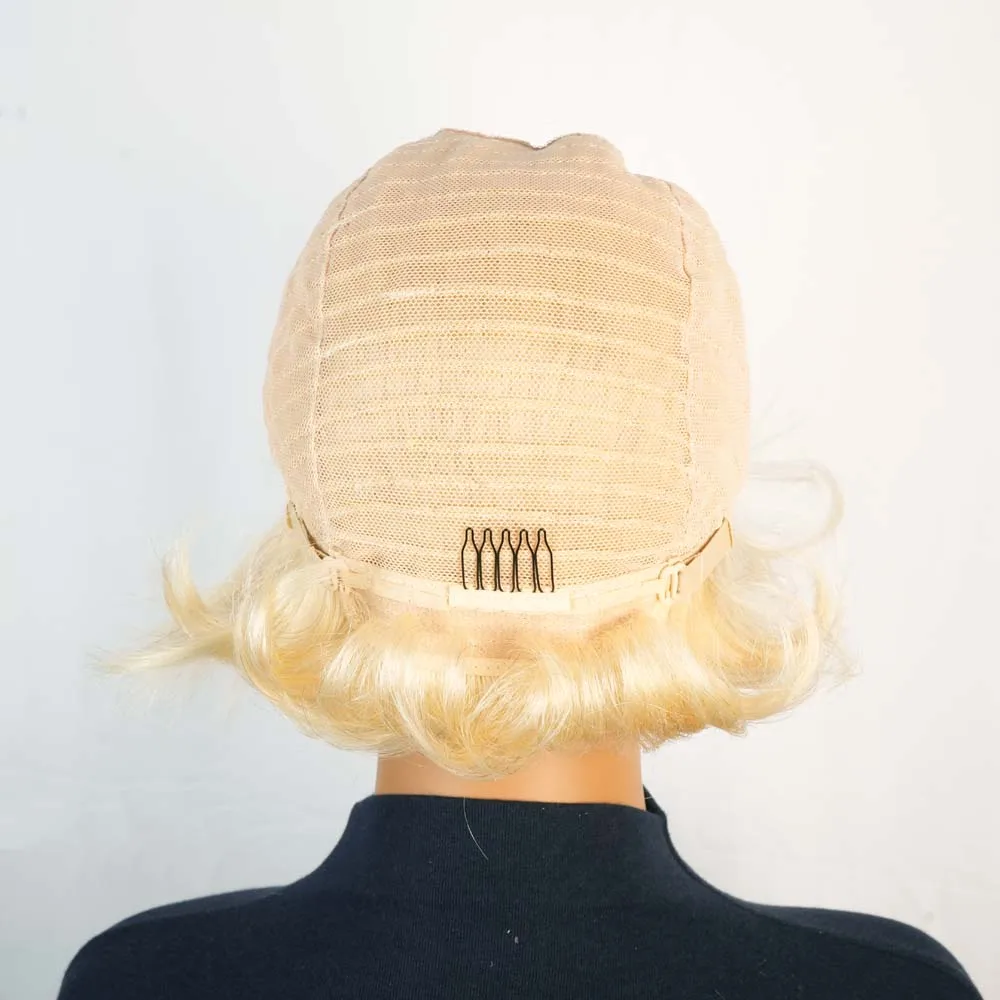 Straight blonde Short Pixie Cut Wig for Black Women with Bangs Short Bob Machine Made Human Hair Wig