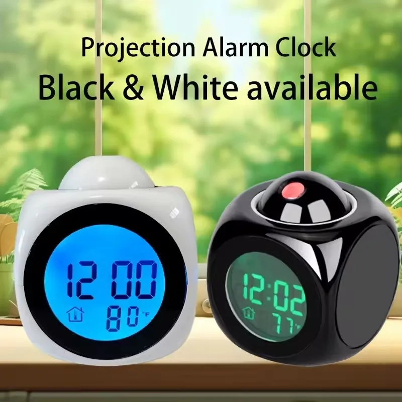 Multi-function Projection Chime Clock LED Light Projection Alarm Clock Voice Chime Clock Projection Clock